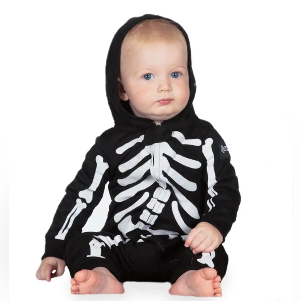 Tipsy Elves Baby Size 12 Months Black and White Skeleton Kids Halloween Costume